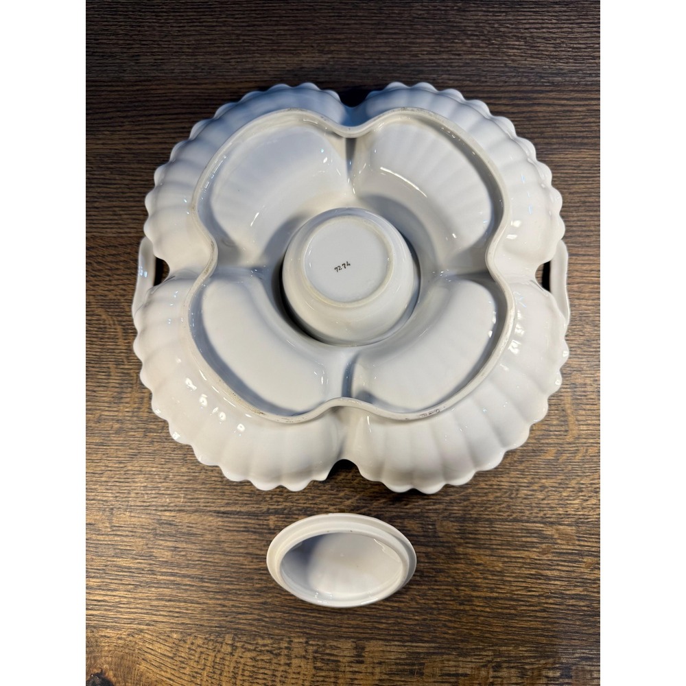 Antique Dresden Porcelain‎ Relish Dish: Hand-Painted Roses, Gilded Handles - Picture 7 of 11
